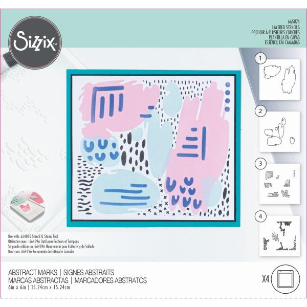 Sizzix Layered Stencil - Abstract Marks - Schablone