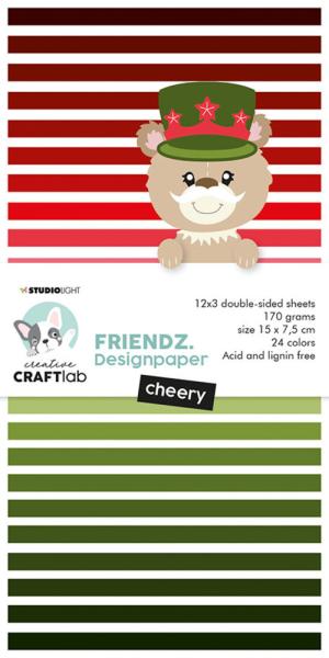 Creative Craft Lab - Studio Light - Friendz Design Paper - Paper Pad - Cheery Reds & Greens - Papier Pack 