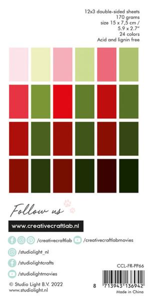 Creative Craft Lab - Studio Light - Friendz Design Paper - Paper Pad - Cheery Reds & Greens - Papier Pack 