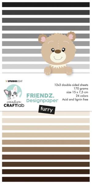 Creative Craft Lab - Studio Light - Friendz Design Paper - Paper Pad - Furry Browns  - Papier Pack 