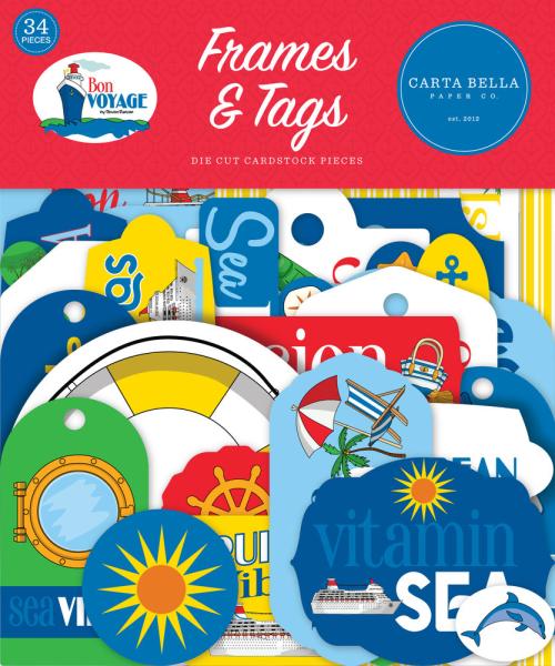 Carta Bella - Ephemera Frames & Tags - "Bon Voyage" - Stanzteile & Anhänger 