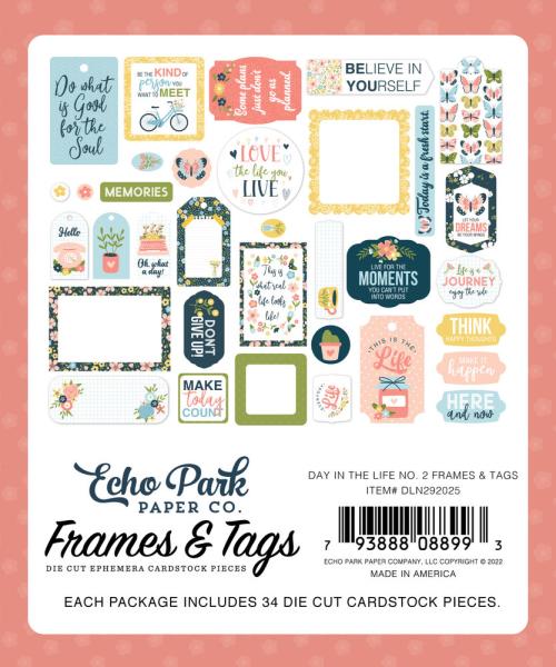Echo Park -   Ephemera Frames & Tags - "Day In The Life No. 2" - Stanzteile & Anhänger 
