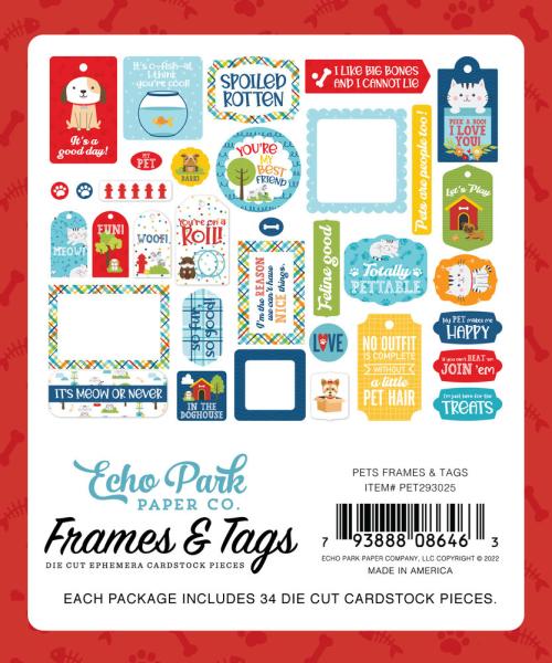 Echo Park -   Ephemera Frames & Tags - "Pets" - Stanzteile & Anhänger 