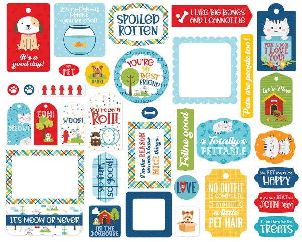 Echo Park -   Ephemera Frames & Tags - "Pets" - Stanzteile & Anhänger 