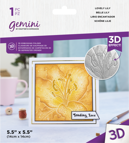 Gemini - 3D Embossing Folder -  Lovely Lily  - 3D Prägefolder - Schöne Lilie 