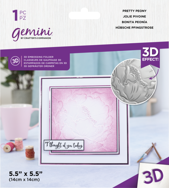 Gemini - 3D Embossing Folder -  Pretty Peony  - 3D Prägefolder - Hübsche Pfingstrose