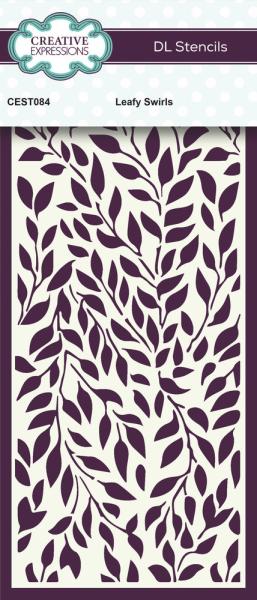 Creative Expressions - DL Stencil - Slimline Stencil -  Leafy Swirls  - Schablone