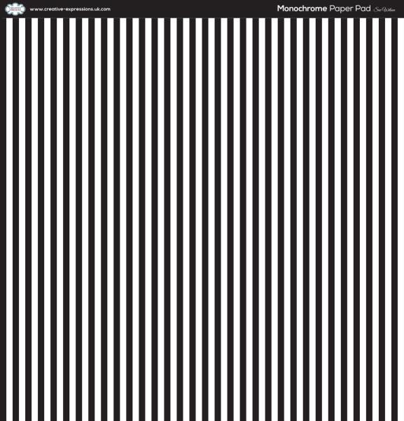 Creative Expressions - Paper Pack 8x8 Inch - Monochrome Stripes 