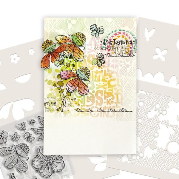 Polkadoodles - Colour & Create - Stencil - " Funky Hello " - Schablone 