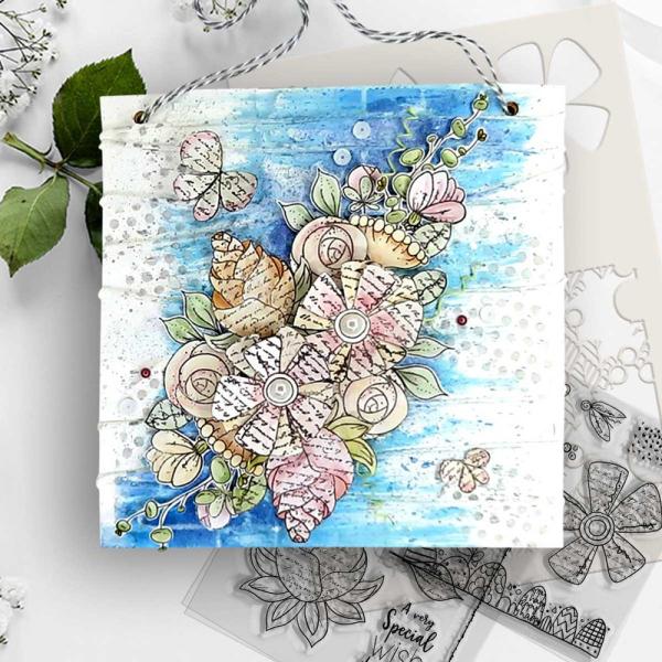 Polkadoodles  - Colour & Create - Craft Stamps - Clear Stamps - " Funky Daisy Smile  " - Stempel