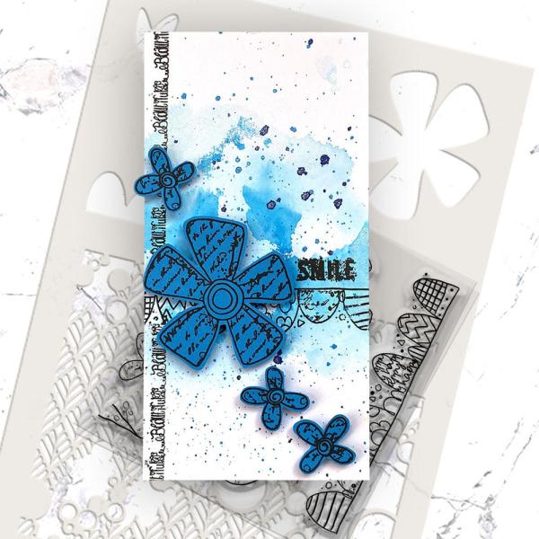 Polkadoodles  - Colour & Create - Craft Stamps - Clear Stamps - " Funky Daisy Smile  " - Stempel
