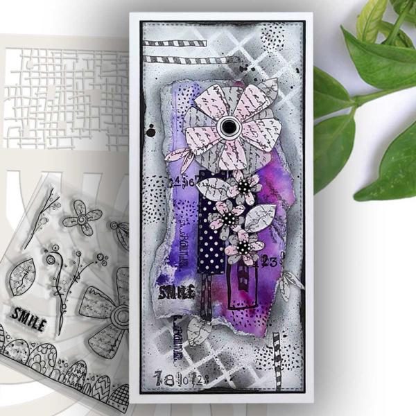 Polkadoodles  - Colour & Create - Craft Stamps - Clear Stamps - " Funky Daisy Smile  " - Stempel