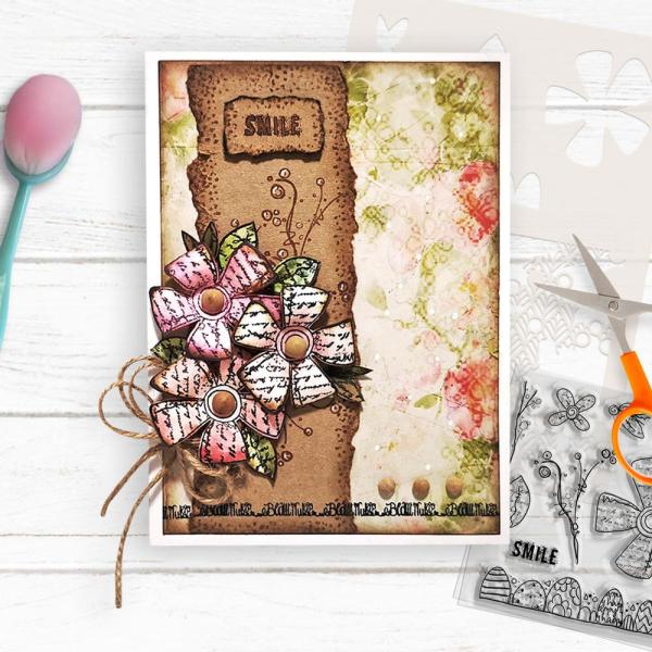 Polkadoodles  - Colour & Create - Craft Stamps - Clear Stamps - " Funky Daisy Smile  " - Stempel