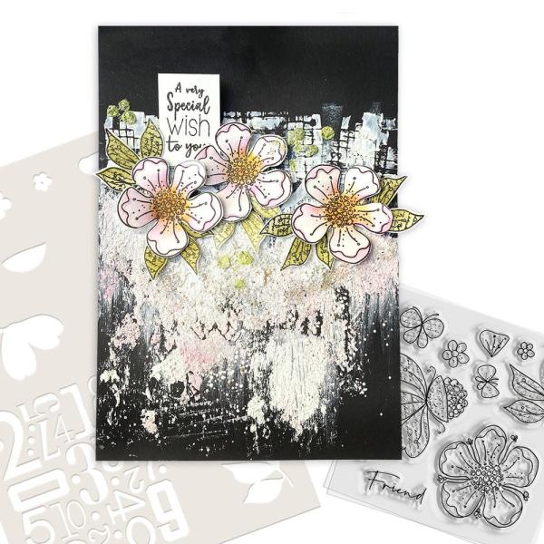 Polkadoodles  - Colour & Create - Craft Stamps - Clear Stamps - " Funky Flower Friend  " - Stempel