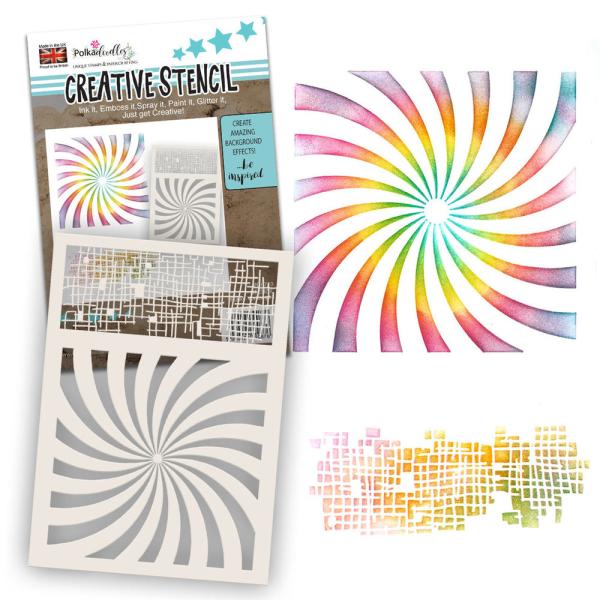Polkadoodles - Stencil - " Funky Vortex Grid  " - Schablone 