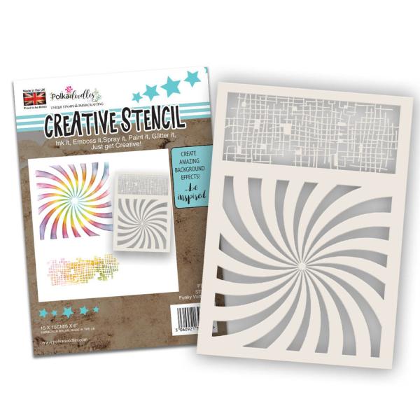 Polkadoodles - Stencil - " Funky Vortex Grid  " - Schablone 