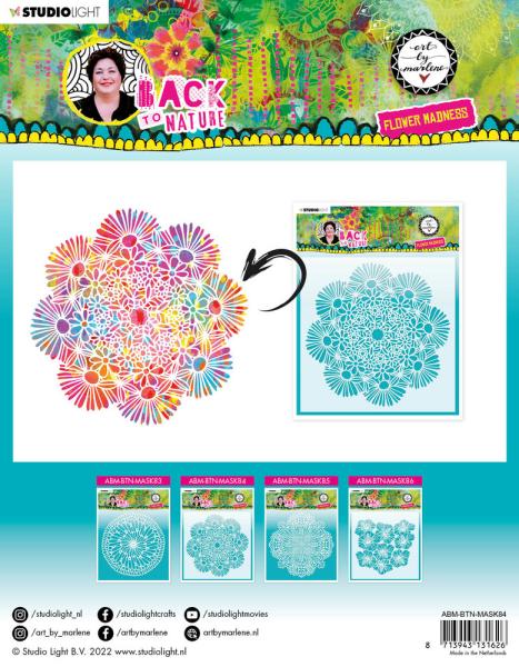 Art By Marlene - Back To Nature  Mask - "  Flower Madness  " - Stencil - Schablone