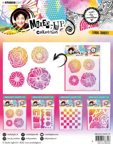 Art By Marlene - Mixed-Up Collection Mask - "  Floral Quartet  " - Stencil - Schablone
