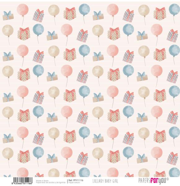 Papers For You - Vellum Paper Pack-  Lullaby Baby Girl  - 30 x 31 cm 