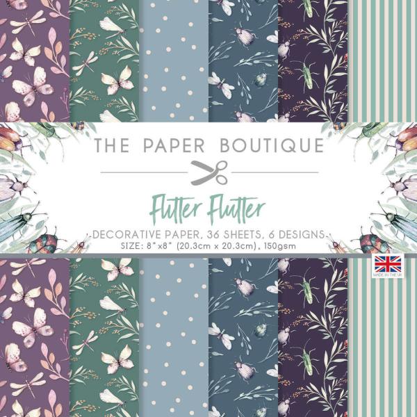 The Paper Boutique - Decorative Paper - Flitter Flutter  - 8x8 Inch - Paper Pad - Designpapier