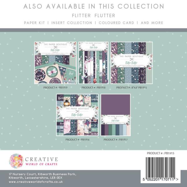 The Paper Boutique - Decorative Paper - Flitter Flutter  - 8x8 Inch - Paper Pad - Designpapier