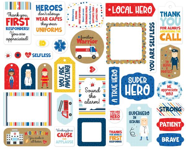 Echo Park -   Ephemera Frames & Tags - "First Responder" - Stanzteile & Anhänger 