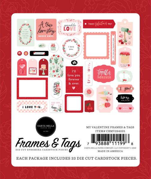 Carta Bella - Ephemera Frames & Tags - "My Valentine" - Stanzteile & Anhänger 