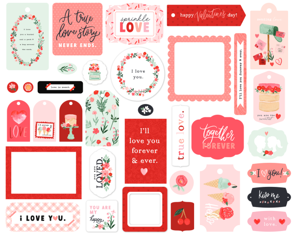 Carta Bella - Ephemera Frames & Tags - "My Valentine" - Stanzteile & Anhänger 