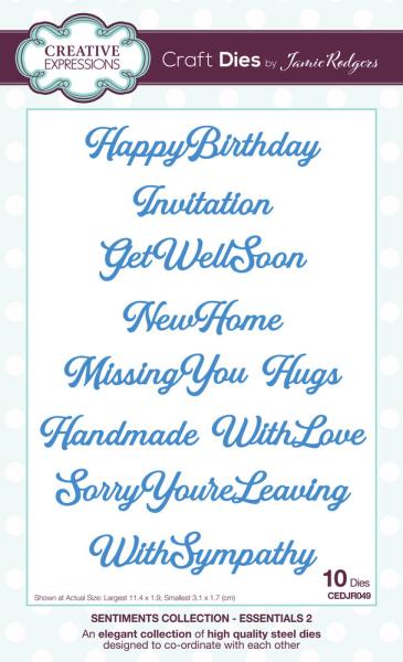 Creative Expressions - Craft Dies - Sentiments Collection Essentials 2  - Stanze
