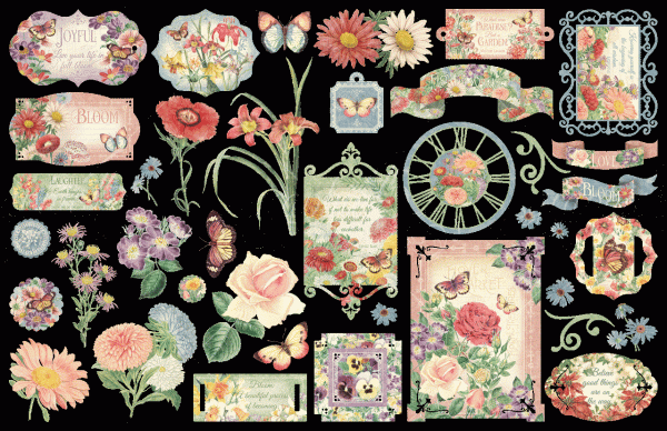 Graphic 45 "Flower market" Ephemera - Stanzteile