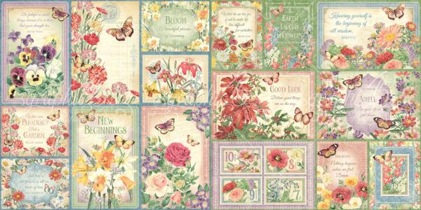 Graphic 45 "Flower Market " Ephemera - Stanzteile & Journaling Cards