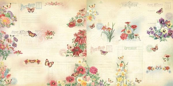 Graphic 45 "Flower Market " Ephemera - Stanzteile & Journaling Cards