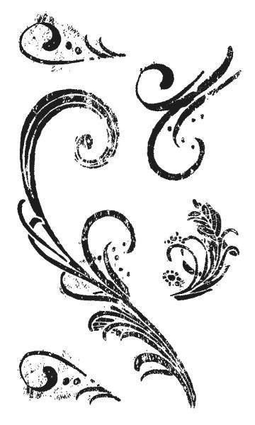 Silikon-Stempel Set 6 Motive "Ornamente", 4,5-13 cm