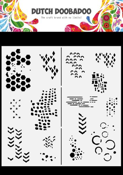 Dutch Doobadoo - Stencil - Dutch Mask Art Slimline - " Grunge Pattern " - 8x8 Inch - Schablone