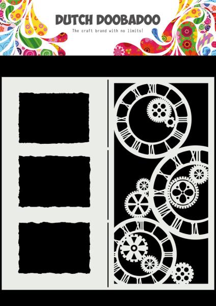 Dutch Doobadoo - Stencil - Dutch Mask Art Slimline - " Clocks " - 8x8 Inch - Schablone