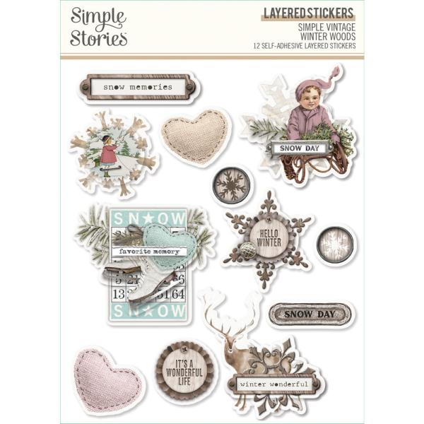Simple Stories - Simple Vintage Winter Woods  - Layered Stickers 