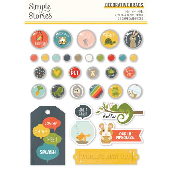 Simple Stories - Decorative Brads - Pet Shoppe  
