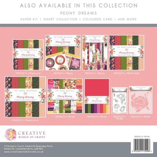 The Paper Boutique - Decorative Paper - Peony Dreams - 12x12 Inch - Paper Pad - Designpapier