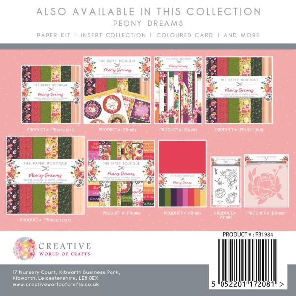 The Paper Boutique - Decorative Paper - Peony Dreams  - 6x6 Inch - Paper Pad - Designpapier