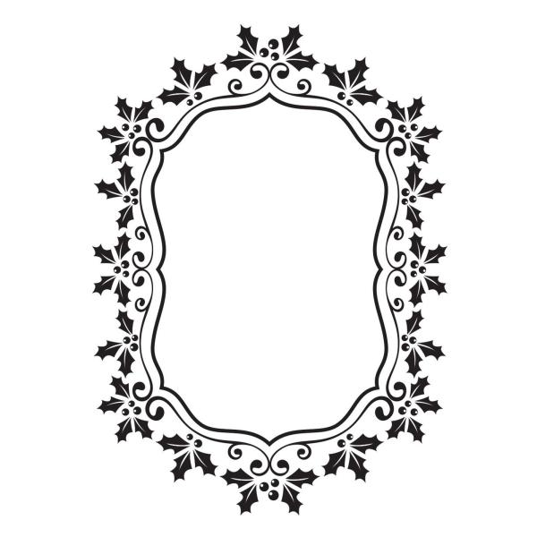 Nellie's Choice - 3D Embossing Folder - " Oval Holly Frame " - Prägefolder