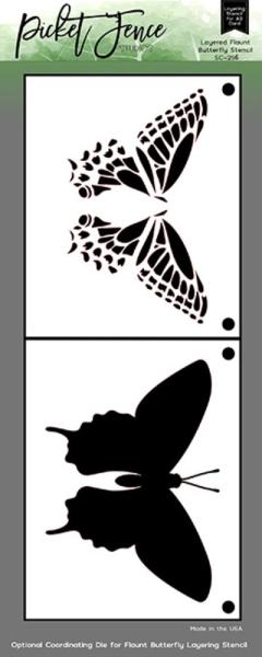 Picket Fence Studios - Schablone "Flaunt Butterfly" Layered Stencil 4 x 10 Inch