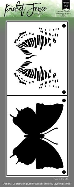 Picket Fence Studios - Schablone "Wander Butterfly" Layered Stencil 4x10 Inch