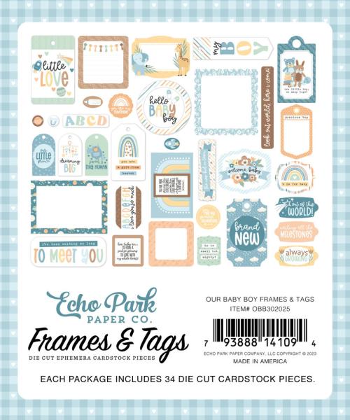 Echo Park - Stanzteile & Anhänger "Our Baby Boy" Frames & Tags 