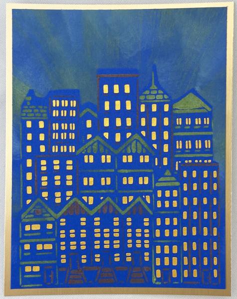 The Crafters Workshop - Layered Schablone 5,5x4,25 Inch "Cityscape Buildings" Stencil