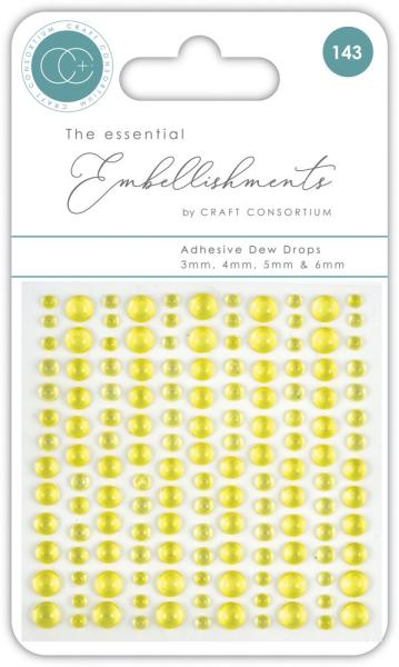Craft Consortium - Halbperlen "Yellow" Adhesive Dew Drops 143 Stk.