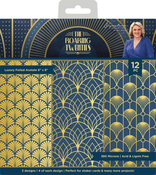 Crafters Companion "The Roaring Twenties" Luxury Foiled Acetate 8x8 Inch - 12 Bogen