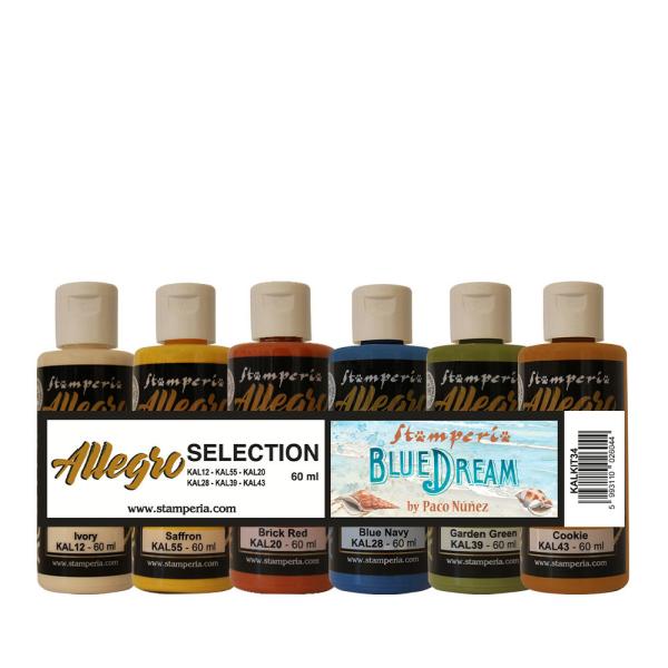 Stamperia - Acrylfarbe "Blue Dream" Allegro Paint Kit 6x60 ml