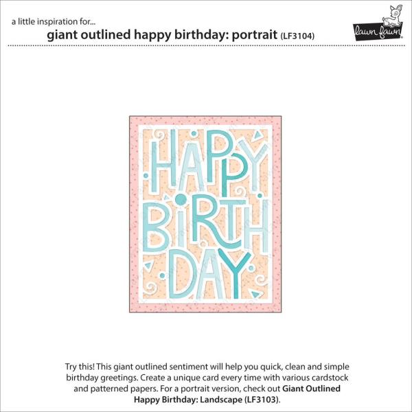 Lawn Fawn - Stanzschablone "Giant Outlined Happy Birthday" Dies
