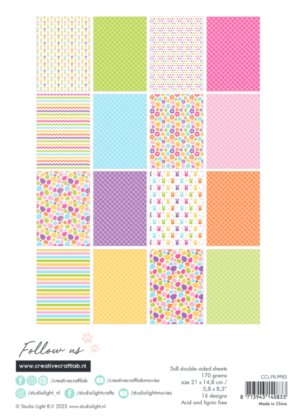 Creative Craft Lab - Studio Light - Designpapier "Egg-cellent" Paper Pack A5 - 24 Bogen