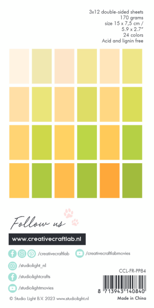 Creative Craft Lab - Studio Light - Friendz Designpapier "Hoppity" Paper Pack 15x7,5 cm - 24 Bogen